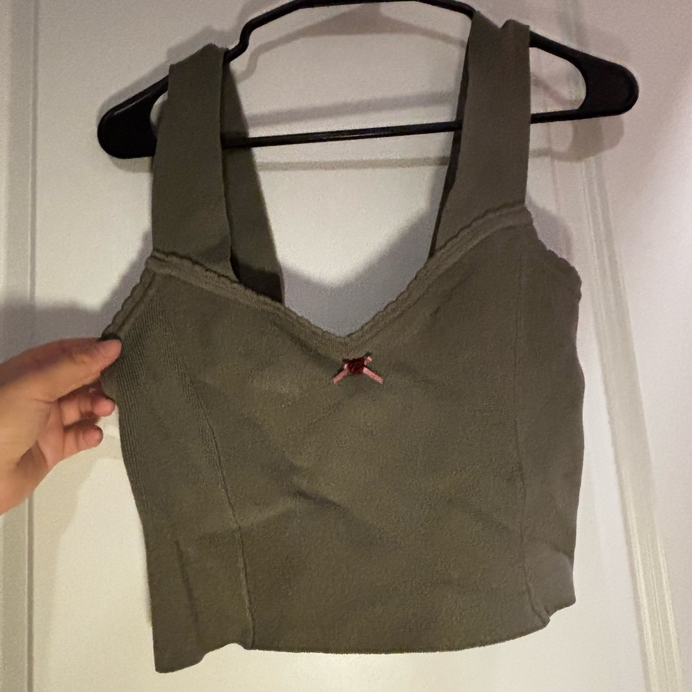 Free People Green Bustier Tank Top Sleeveless